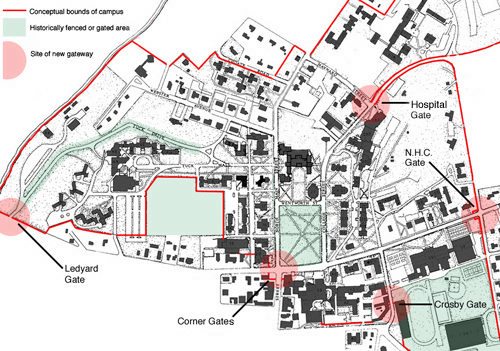 map of Dartmouth boundaries and possible gates