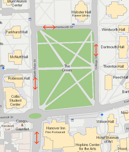 Map of Dartmouth Green traffic pattern