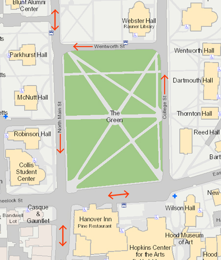 Map of Dartmouth Green traffic pattern