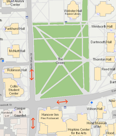 Map of Dartmouth Green traffic pattern