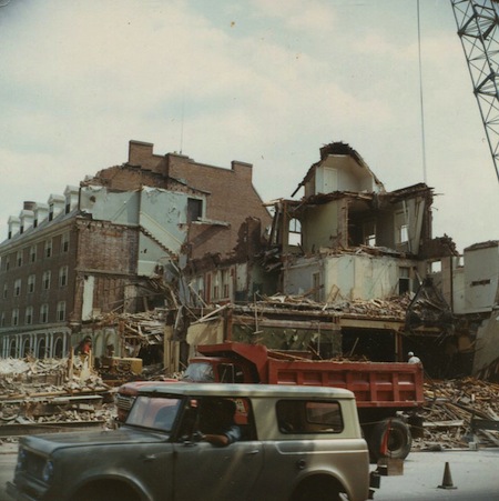 Emil Rueb photo of Inn demolition, from the Flickr photostream of the Town of Hanover, N.H.