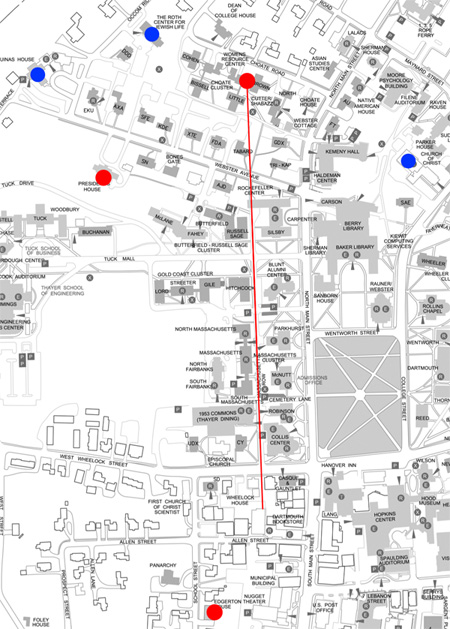 map showing location proposed for new president's house